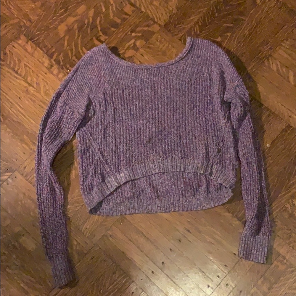 Purple crop top knit sweater